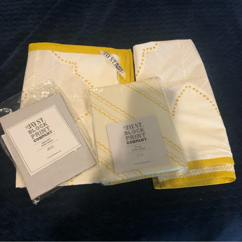 West Elm Jay St Block print Euro Shams (3) - yellow